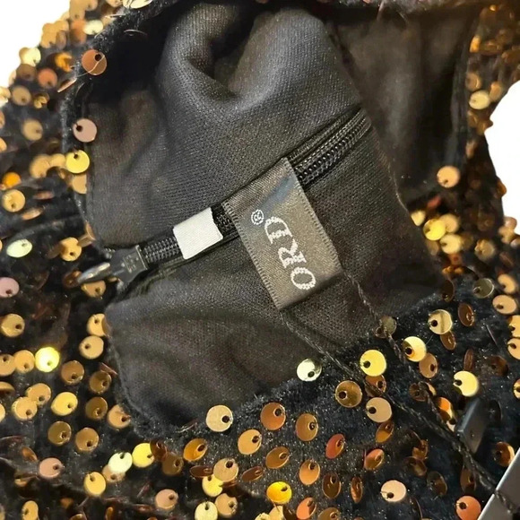 Brand New Miss Ord one shoulder cut out black and Gold sequin Dress Size M - Picture 7 of 16